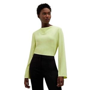 MM Lafleur Blouse Women Size Small Soft Wave Green Neon Cowl Neck Tunic The Ava‎